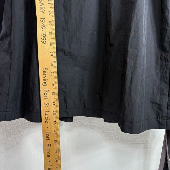 Apostrophe Womens Trench Rain Coat Double Breasted Size Medium Black with Belt - Picture 16 of 16